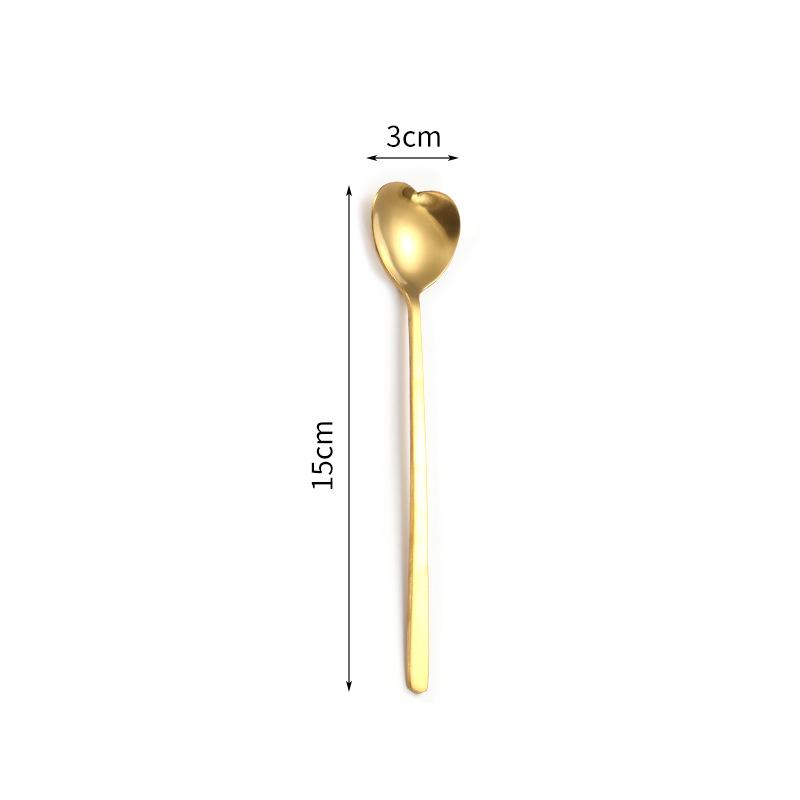 Stainless Steel Heart-Shaped Head Spoons Creative Home Tableware Teaspoon Coffee Ice Cream Honey Mixing Spoon Kitchen Dinnerware