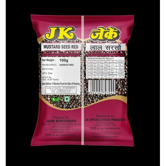 JK Red Sarsoo (Red Mustard Seeds) – Quality Mustard Seeds for Authentic Flavor & Spice, 500gm