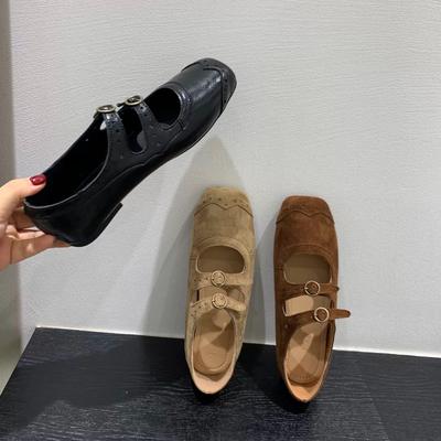 New Ladies Leather Flat Shoes Mary Jane Casual  Women Buckle Shoes Ladies Casaul Dress Low Heel Leather Shoes