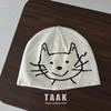 Cute kitten wool hat women's autumn and winter warm headgear showing face small knitted hat men's cold hat