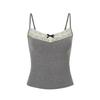 Spicy Lace Bow Cami: Backless Vest with Chest Pads, Seamless Outerwear Short Top