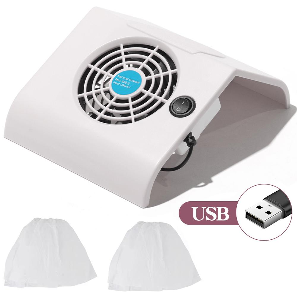 USB Nail Dust Collector Portable Mini Professional Nail Dust Extractor Nail Vacuum Cleaner Fan Dust Filter Nail Art Manicure