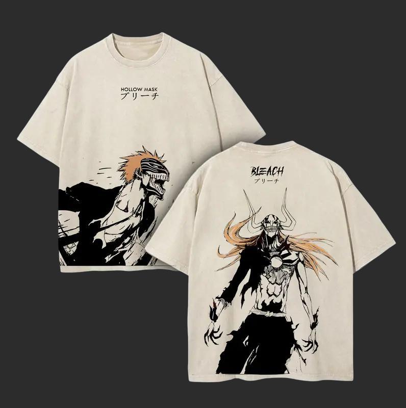 Ichigo Kurosaki Graphic Tshirt Anime BLEACH Vintage Washed Oversized T Shirt Men Women Clothing Cotton Short Sleeve Tees