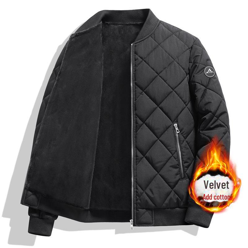 2026 Men's Plus-Size Thick Winter Down Baseball Jacket with Stand Collar