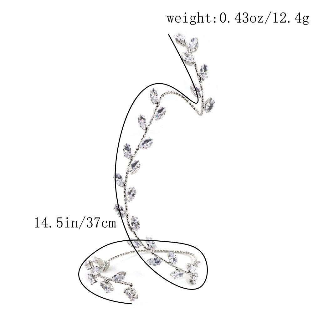 Copper Material Leaf Cubic Zircon Hand Palm Bracelet Sparkling Hand Piece Jewelry  For Women Girls