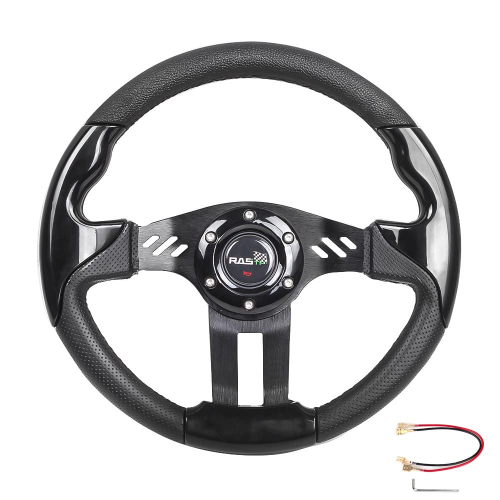 

ZS Steering Wheel, PU + Aluminum Alloy, Replacement for Cars, with Horn Button, 13-inch, Racing Game Modification Accessory