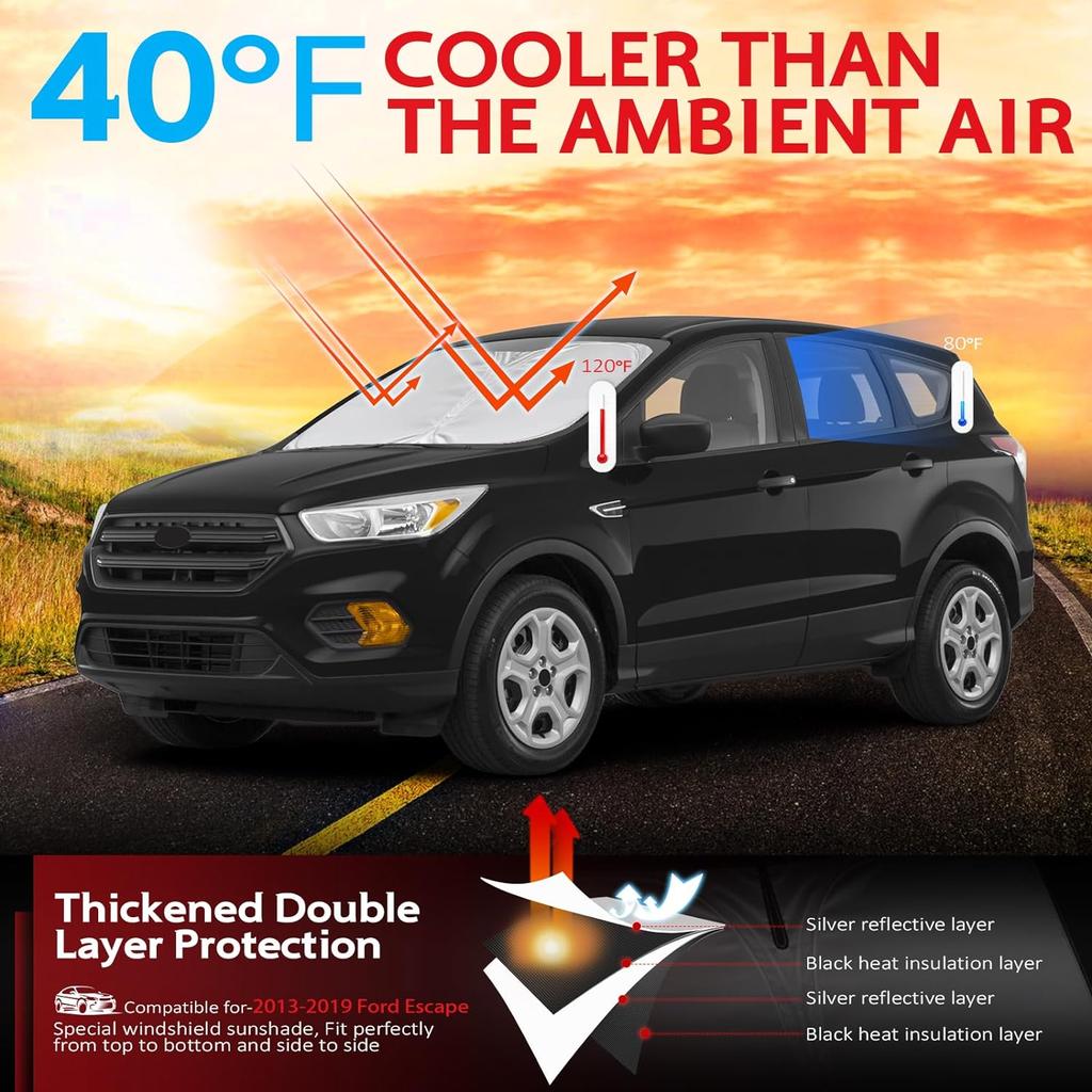 Windshield Sun Shade for 2013-2019 Ford Escape SUV Foldable Sunshade Front Window Custom Fit Car Accessories