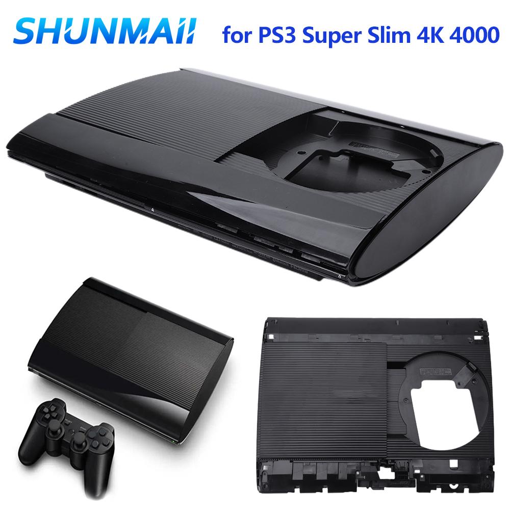 Complete Housing Shell Case Full Kit Gaming Accessories Black with Screws Console Faceplate Cover for PS3 Super Slim 4K 4000