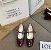 Mary Jane shoes shallow mouth round toe mid heel elegant outdoor simple high heels spring autumn