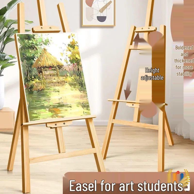 Wooden Tripod Floor Easel for Oil Painting - Foldable Art Student Stand
