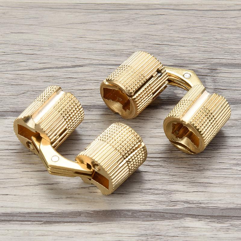 10pcs Copper Brass Furniture Hinges 8-18mm Cylindrical Hidden Cabinet Concealed Invisible Door Hinges for Hardware Gift Box