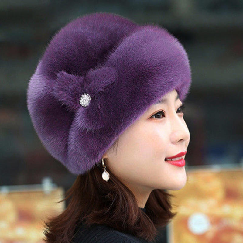 Nuovo cappello caldo invernale imitazione pelliccia di visone cappelli per le donne paraorecchie pescatore cappello scaldaorecchie floreale bacino berretto