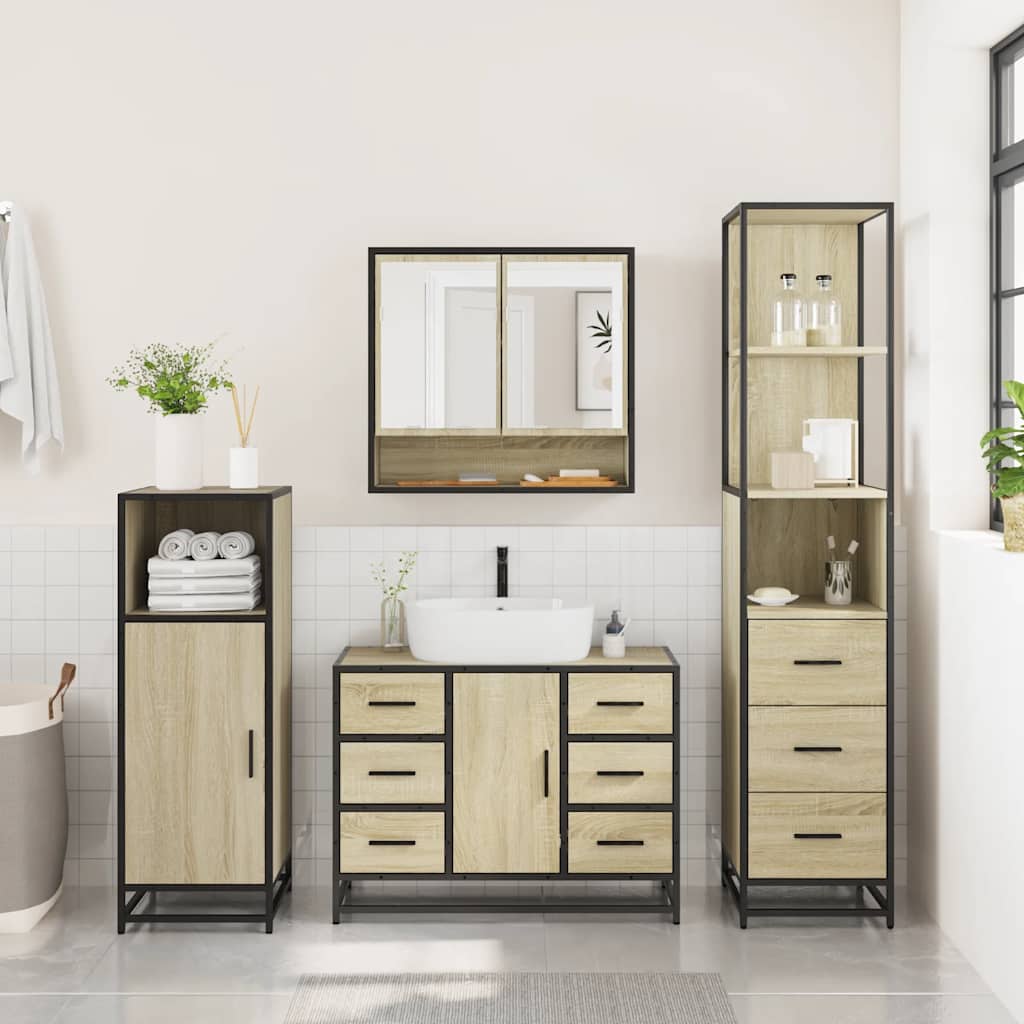 3 piece bathroom furniture set in Sonoma oak engineered wood