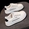 2025 new thick-soled little white shoes women's spring flat-soled fashion versatile explosion showing feet small casual sports board shoes