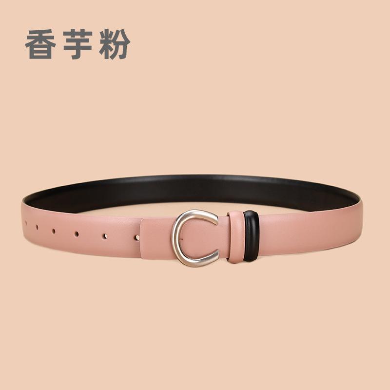 Vier Jahreszeiten Verfügbar Neuer Damenleder Gürtel Doppelseitig Verfügbar Kuhgürtel Damengürtel Handgefertigter Ledergürtel Hosengürtel