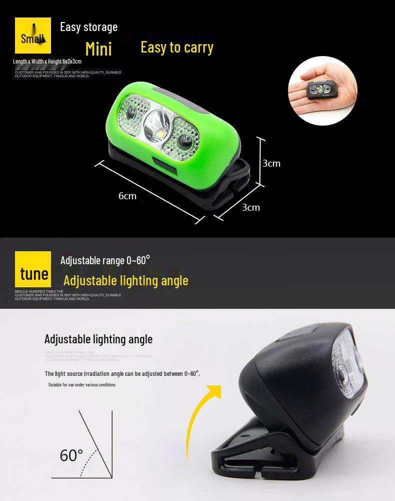 Waterproof Induction Headlamp: Strong Light, Rechargeable, Ideal for Night Running and Fishing