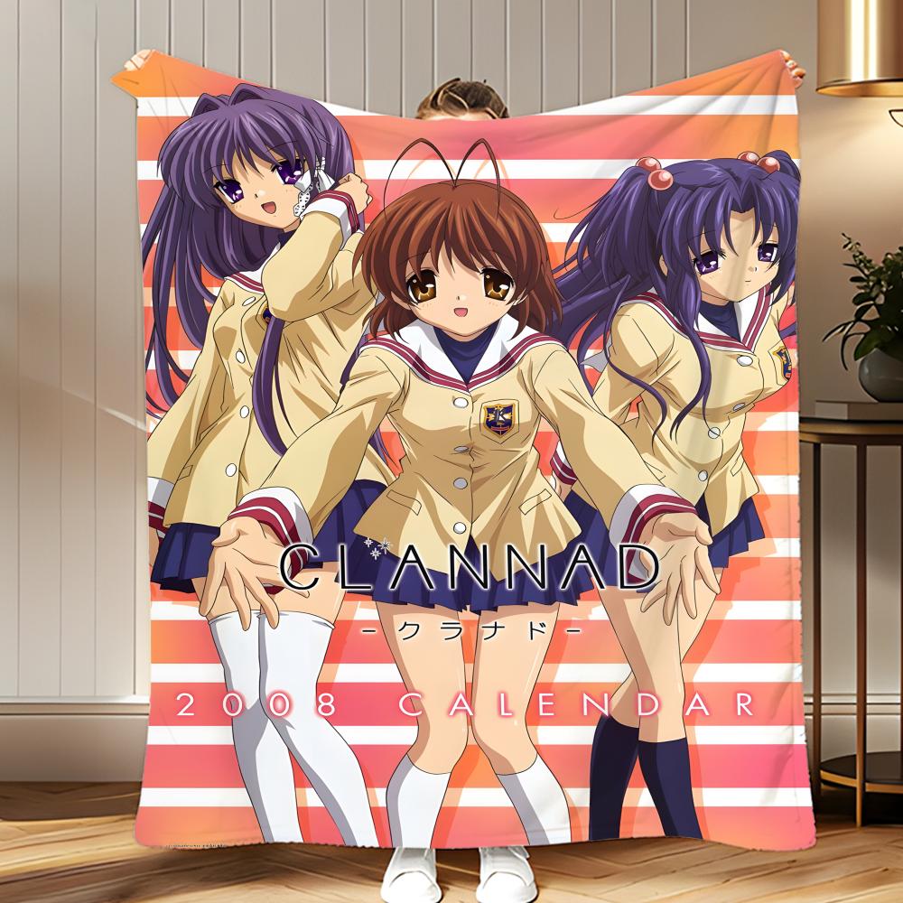 classic anime CLANNAD Throw Soft Coral Fleece Blanket 310gsm Fluffy Warm Throw for Sofa Bed Couch Bedroom Decor