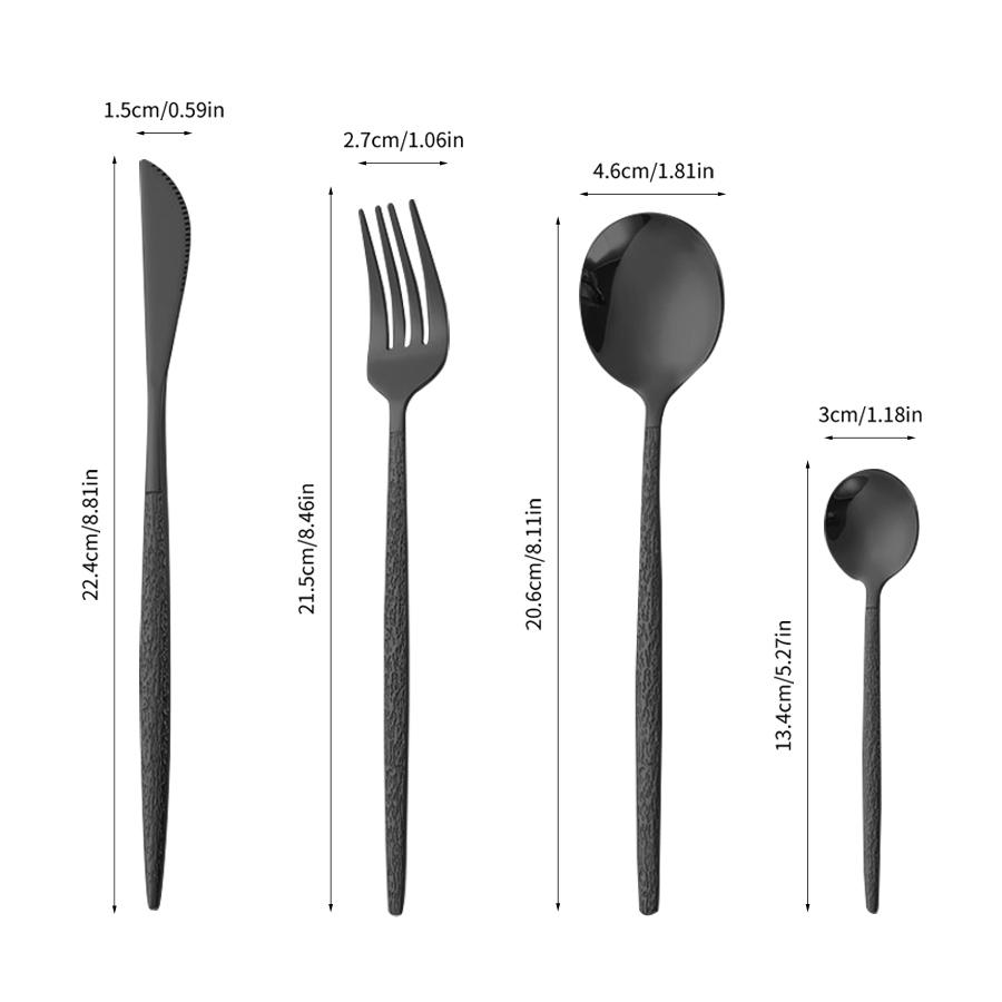 4/6/16/24pcs Stainless Steel Black Cutlery Set Crack Handle Portuguese Style Cutlery Set Suitable for Family Hotel Restaurant