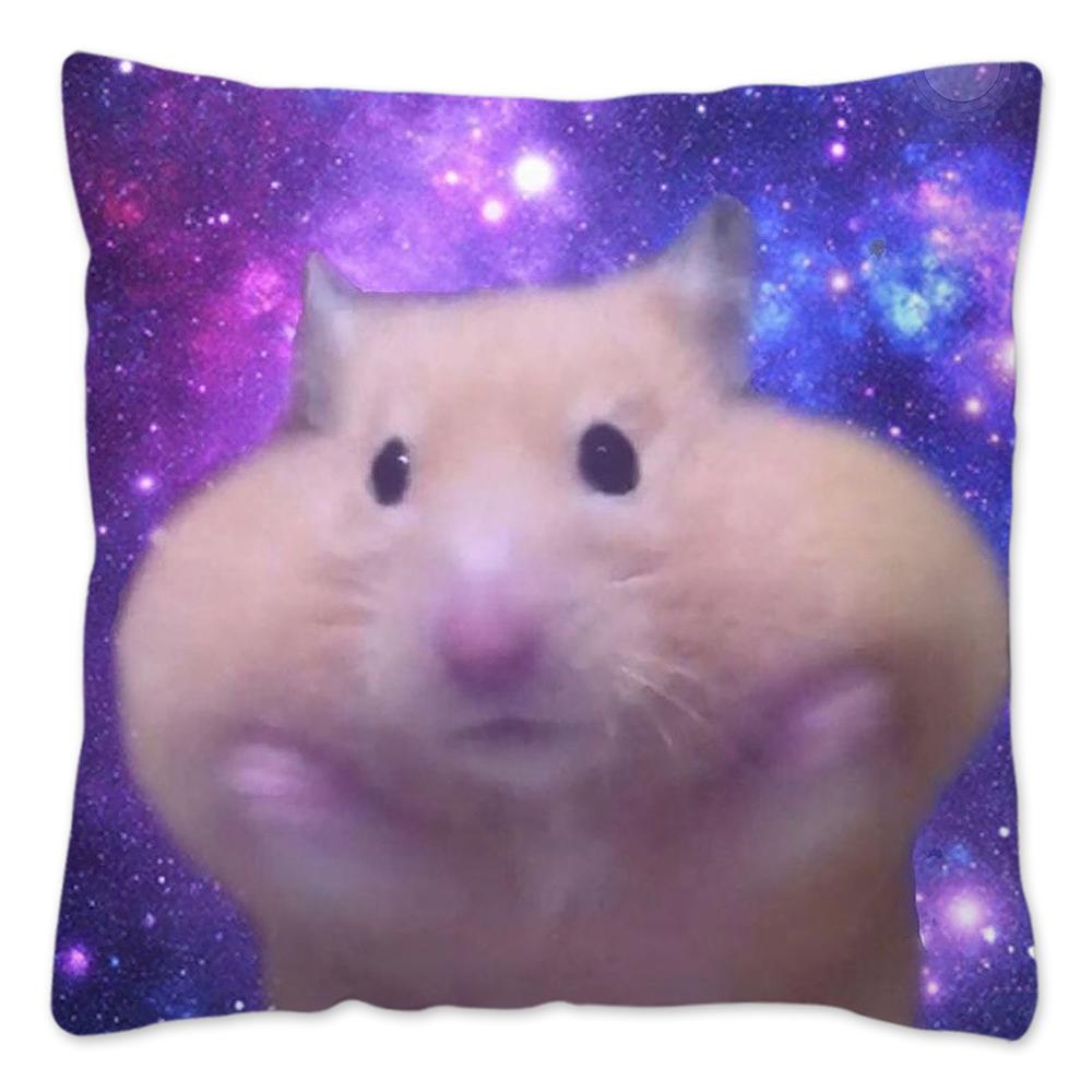 Funny Hamster Meme Pillow Cover Home Decor Polyester Cushion Cover for Sofa Car Cute Pillow Case Cojines Decorativos Para Sofá