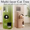 Japanese Style 2 Floors/3 Floors Cat House All-in-one Cylindrical Cat Castle House Green Durable Cat Bed Pet House