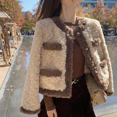 Kurzmantel aus Lammwolle für Mädchen im koreanischen Stil, lockere Passform für den Frühling