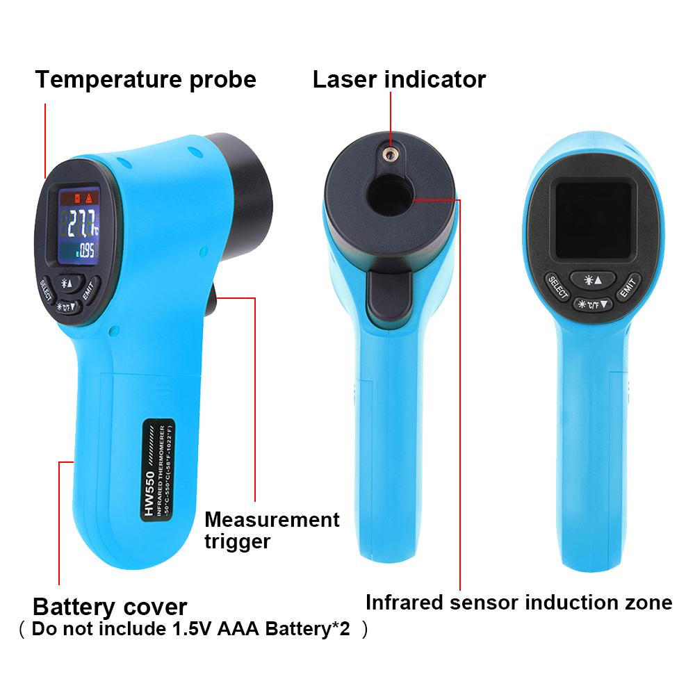 Non Contact Pyrometer -50~550°C LCD Display Digital Infrared Thermometer IR Termometro Laser Temperature Meter