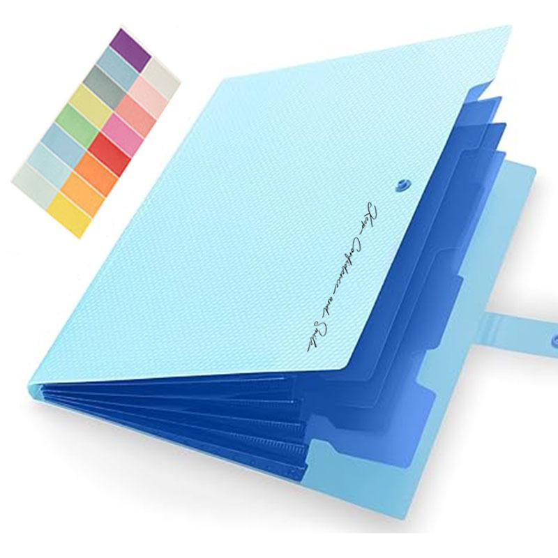 1Pc Expanding File Folder 5 Pocket Folders For Documents Portable Paper Organizer For School Office Supplies A4 Size