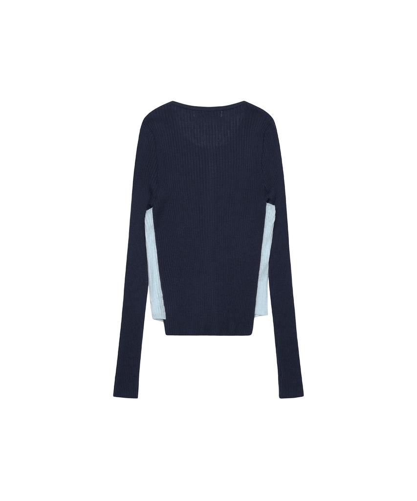Seutyudioaenpaleukeu Layered Contrast Singlet Knit_Blue