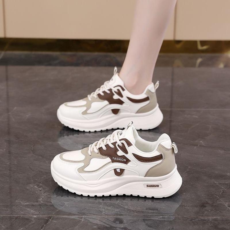 

Retro platform leather sneakers women s autumn new lace-up running shoes college style versatile casual shoes 40