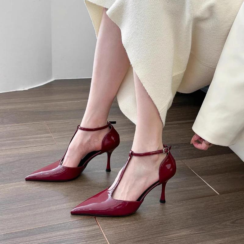 Shoes for Women 2026 New Summer Pointed Toe Stiletto Women's Sandals Advanced Sense Solid Color Buckle Strap Dress Sandals Women