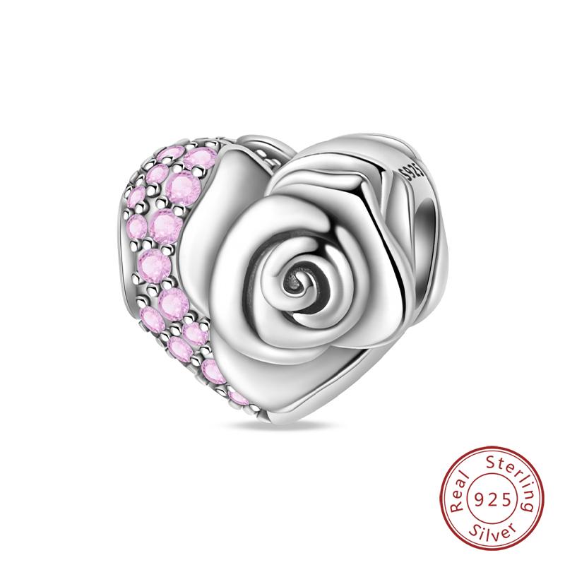 Real Copper Pink Series Heart Charms Beads Fit Qikaola Original Bracelets Diy Mother'S Day Jewelry Gift For Mom