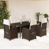 VidaXL Garden Dining Set with Cushions 7 Pcs, Table and Chairs with Adjustable Backrest, Outdoor Patio Furniture 3212337