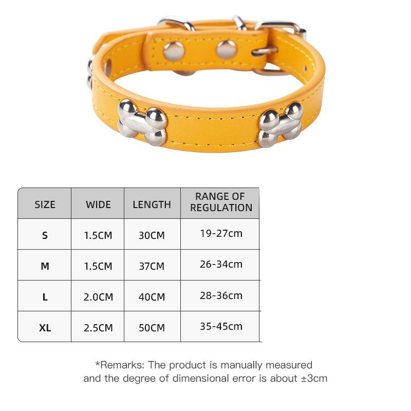 Adjustable Pet Collar Bone Accessory Dog PU Leather Traction Rope Popular Dog Collar