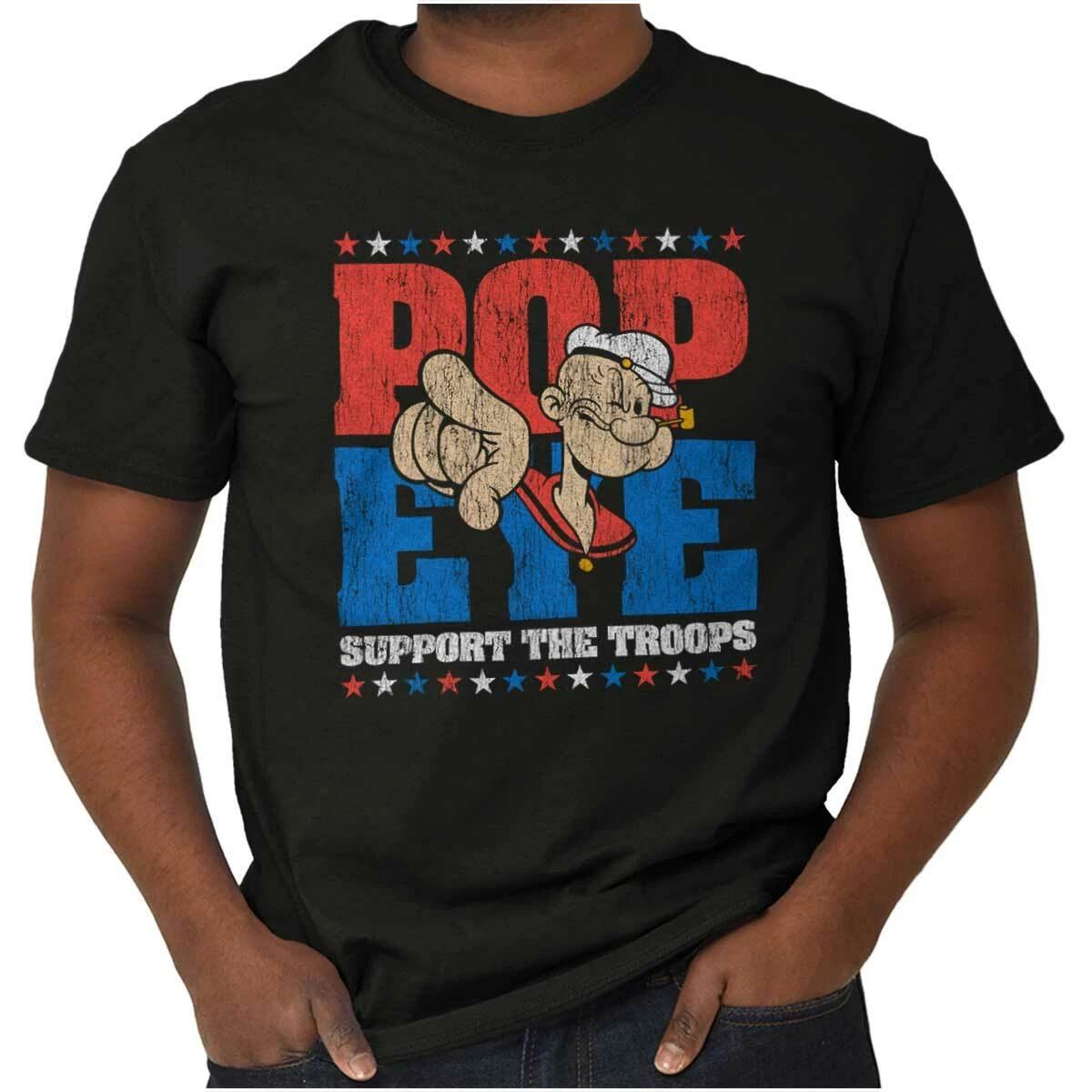 Popeye Support Our Troops Cartoon Character Womens or Mens Crewneck T Shirt Tee S