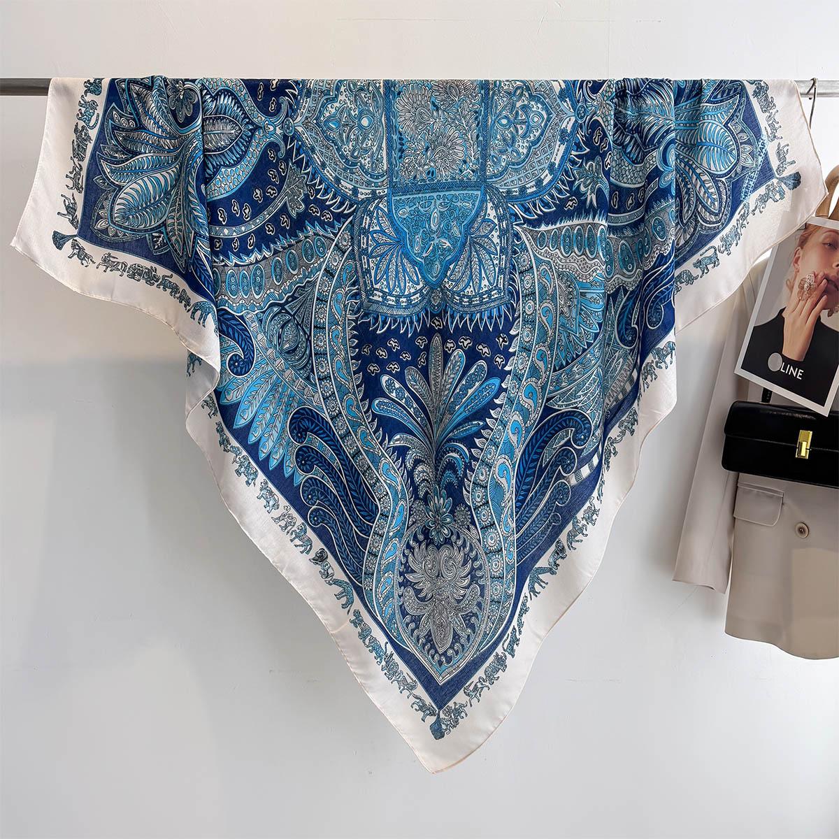 130*130 см Пляжные накидки Большой шарф для женщин Роскошный квадратный шарф с цветочным принтом Модные шарфы Банданы Элегантный хиджаб