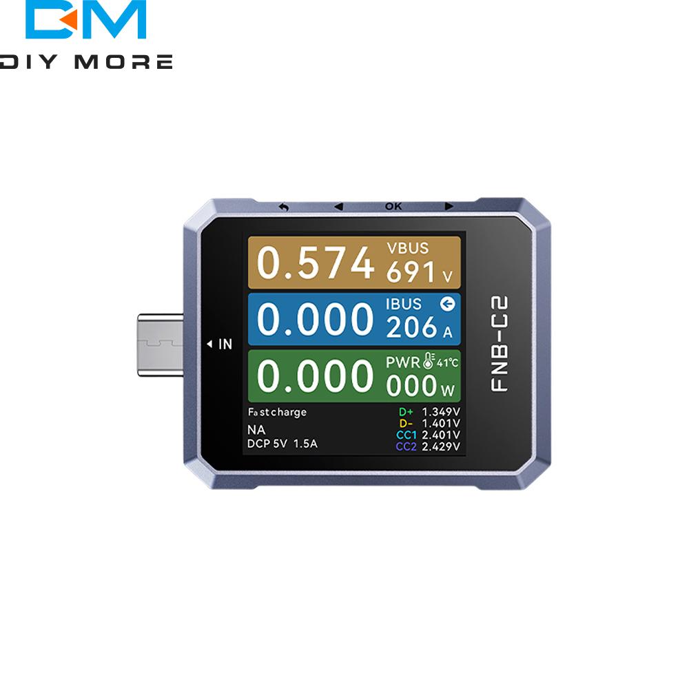 FNIRSI FNB-C2 Type-C Fast Charging Tester PD3.1 240W Max Power Digital Ammeter Voltmeter Charger Power Bank Phone Tester