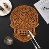Halloween Skull PVC Placemats Hot Gold Skeleton Waterproof Anti-scald Heat Insulation Mats Table Decoration and Accessories