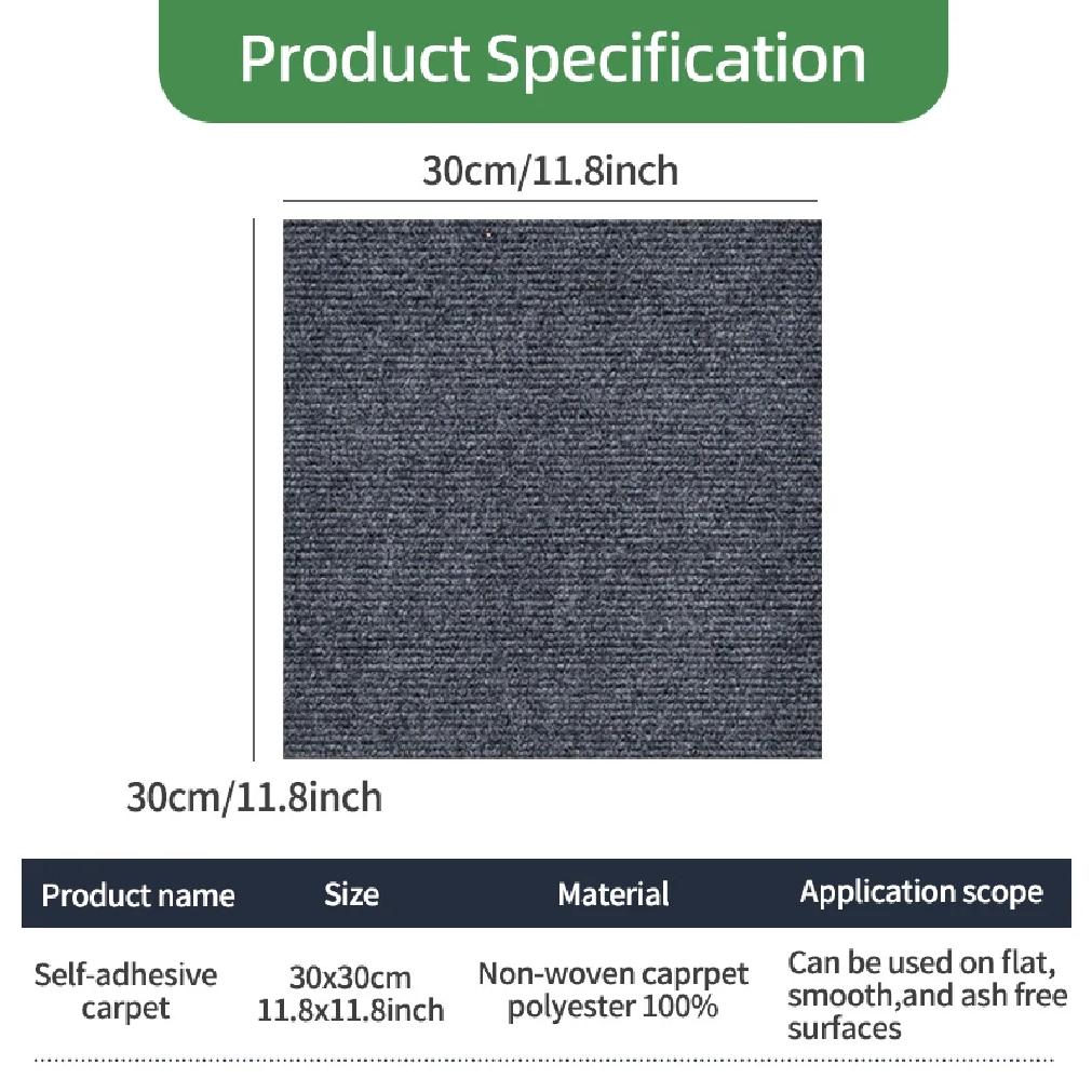 10pcs Carpet Floor Tiles Sticker Adhesive Stickers Carpet Peel And Stick Removable DIY Home Furnishings Indoor Room Carpets