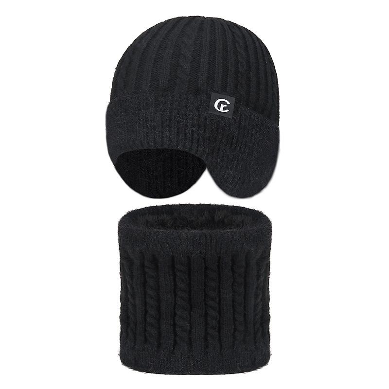Unisex Winter Plush Knit Hat Set with Windproof Ear Protection - Warm Imitation Mink Fur for Outdoor Cycling