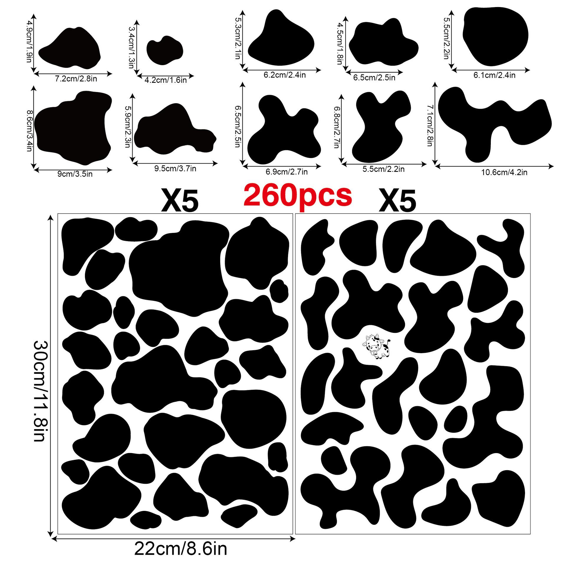 10 Vellen Luipaardprint Muurstickers Irreguliere Stippen Eenvoudige Stijl Zwarte Textuur Achtergrond Muur Vinyl Stickers Huisdecoratie (as the picture,30x22CM 10sheets)