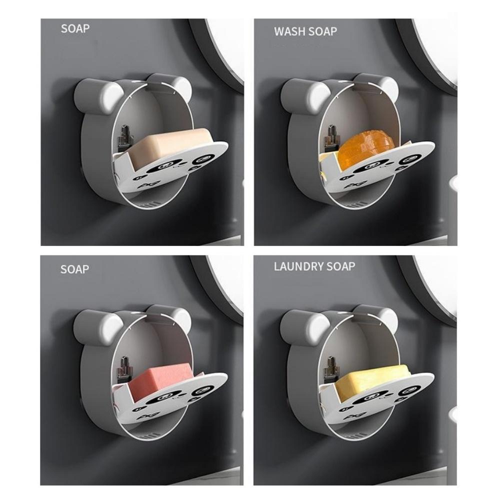 Cute Soap Rack, Wall-mounted Soap Rack, No-hole Soap Rack, Automatic Drainage Soap Tray for Shower, Bathroom, Bathtub and Kitche