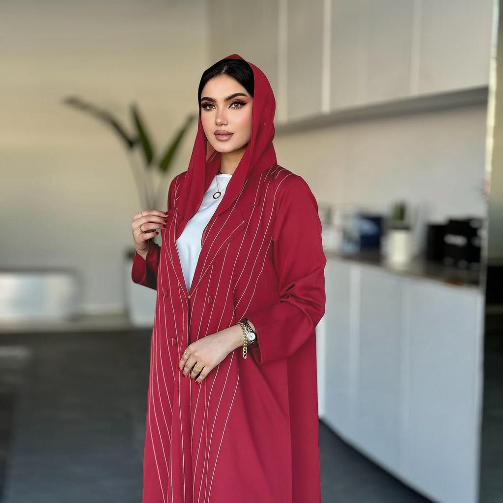 MQ182 Bescheidene Sommer Damen Farbblock Streifen Vielseitige Lange Abaya Robe