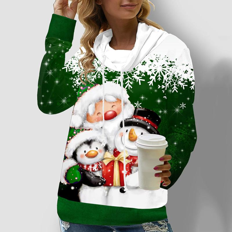 Women's Sweatshirt 3D Prints Christmas Theme Kawaii Graphics Long Sleeve T Shirt Casual Loose Fit O Neck Tee Long Sleeve Tops