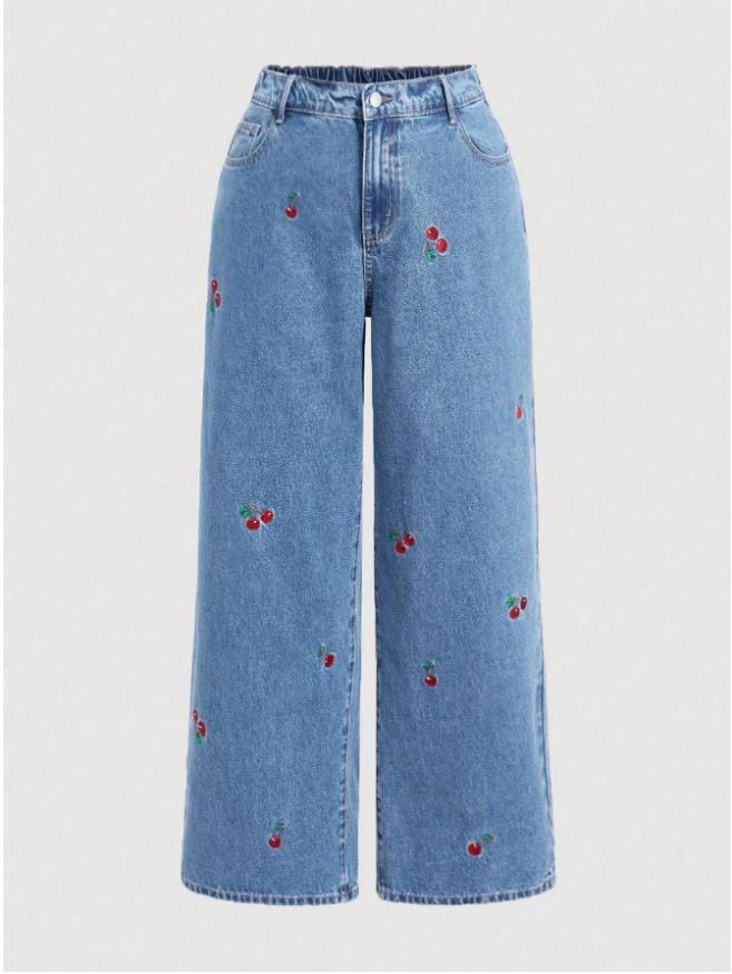 Korean Retro Trendy Women s 2025 Summer Wide-Leg Slimming Jeans Small синий