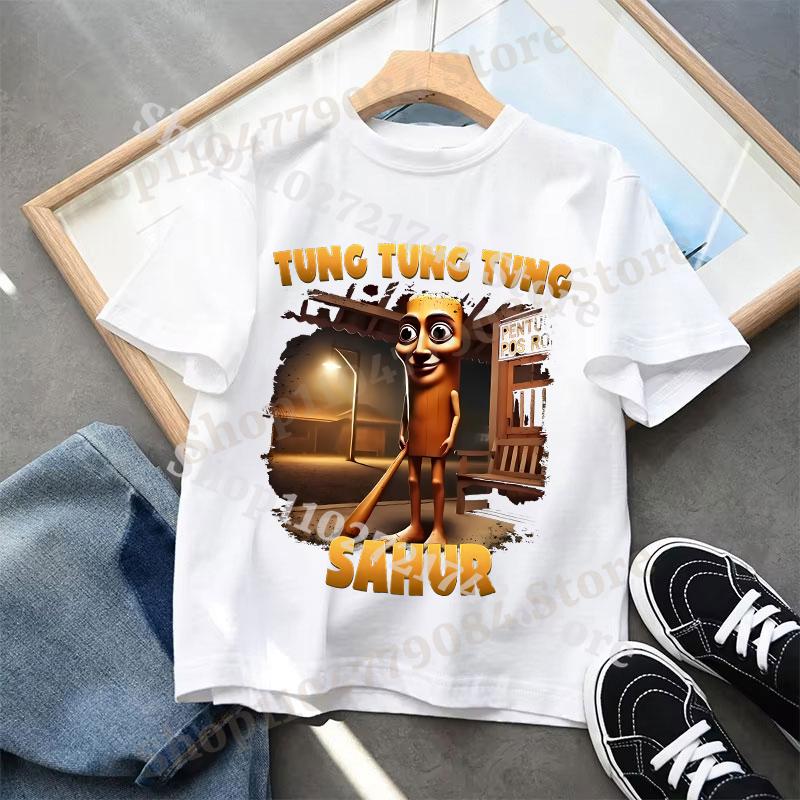 Italian Brainrot T-shirts for Children Anime Cartoon Cute Short Sleeved Shirt Boys Girls Summer Fashion Top Kids Clothes Gifts
