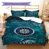 Seattle Mariners Logo Pattern Bedding Set Quilt Cover Pillowcase Home Decor Gift (1 * Duvet Cover + 2 * Pillowcase, Without Core)