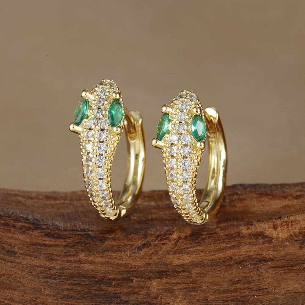 

Высококачественные серьги-кольца в форме змеи с зеленым кристаллом и цирконием для женщин, модные шикарные аксессуары для вечеринок с животными