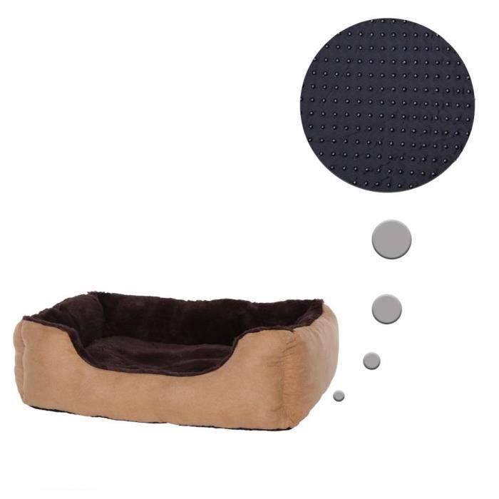 Panier pour chien - dibea - db00512 - 75 x 60 cm - marron/beige - coussin réversible