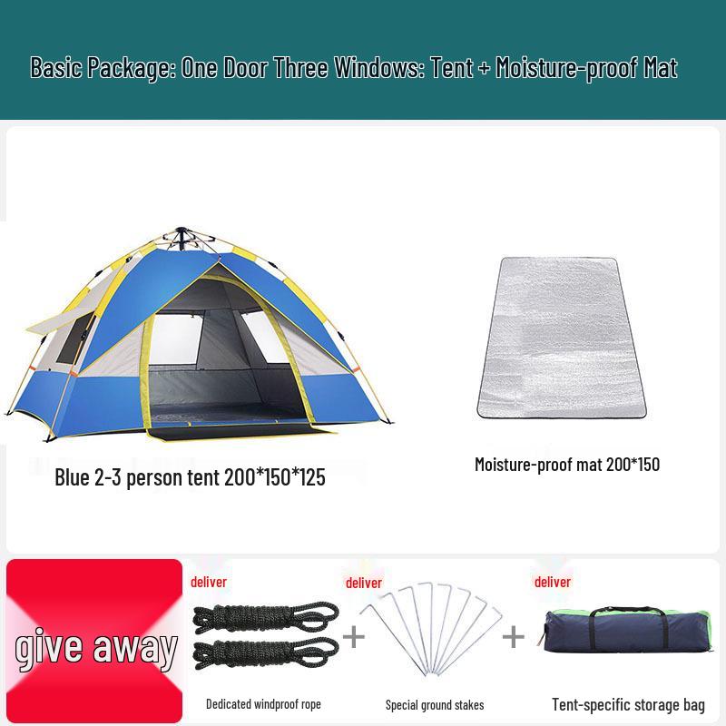 Double Person Automatic Tent: Thickened, Rainproof & Sun-Protective for Outdoor, Wild Camping or Beach Use