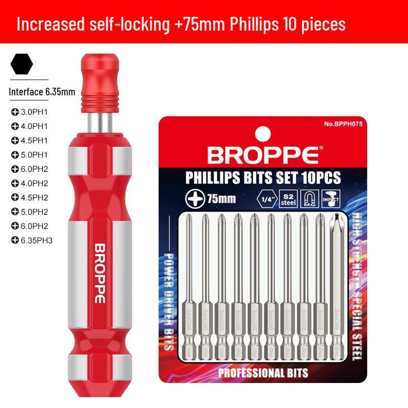 Self-Locking Phillips Screwdriver Set with Extension Rod and Socket